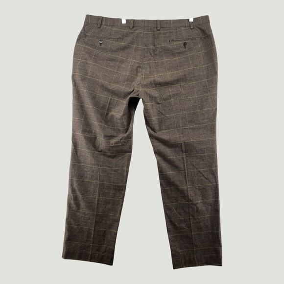 Lauren Ralph Lauren Plaid Dress Pants Men’s 42x30 Brown Stretch Slacks - Picture 2 of 6
